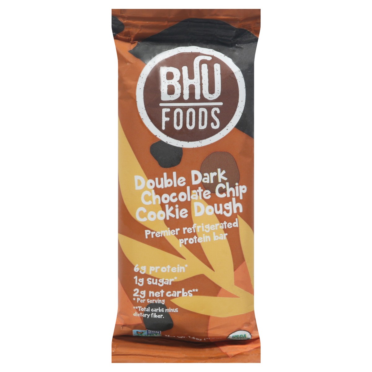 slide 1 of 9, BHU Foods Double Dark Chocolate Chip Cookie Dough Protein Bar 1.6 oz, 1.6 oz