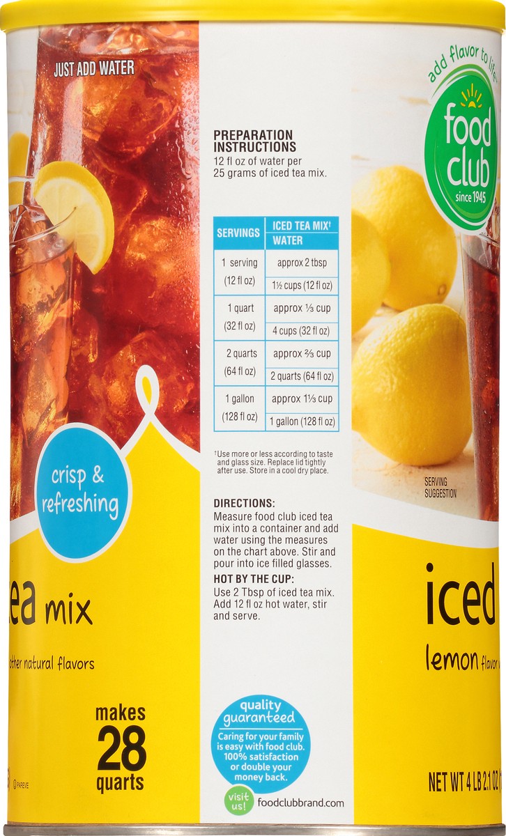 slide 6 of 10, Food Club Lemon Flavor Iced Tea Mix 4 lb, 4 lb