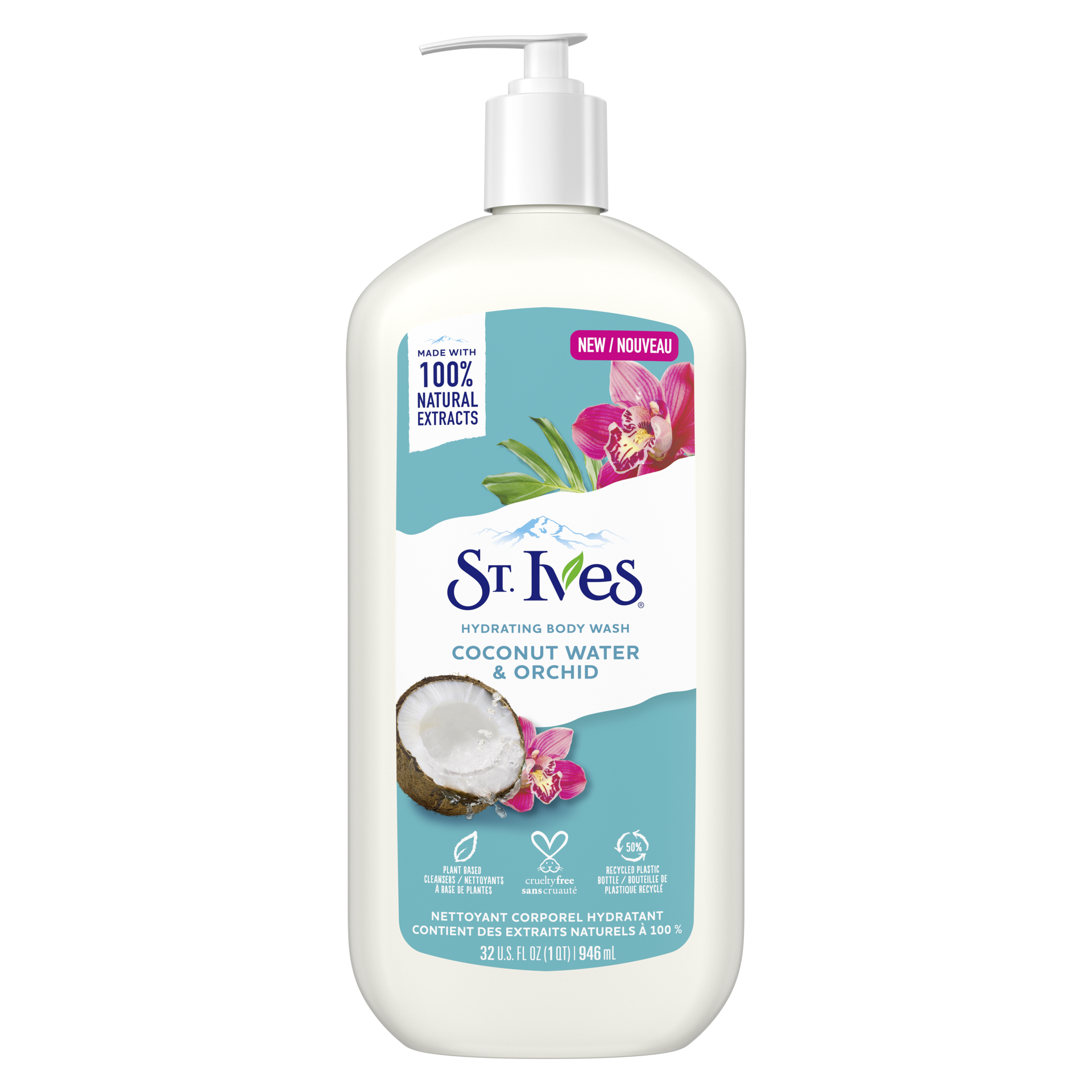 slide 1 of 3, St. Ives Hydrating Body Wash with Pump Coconut Water & Orchid, 32 oz, 32 oz