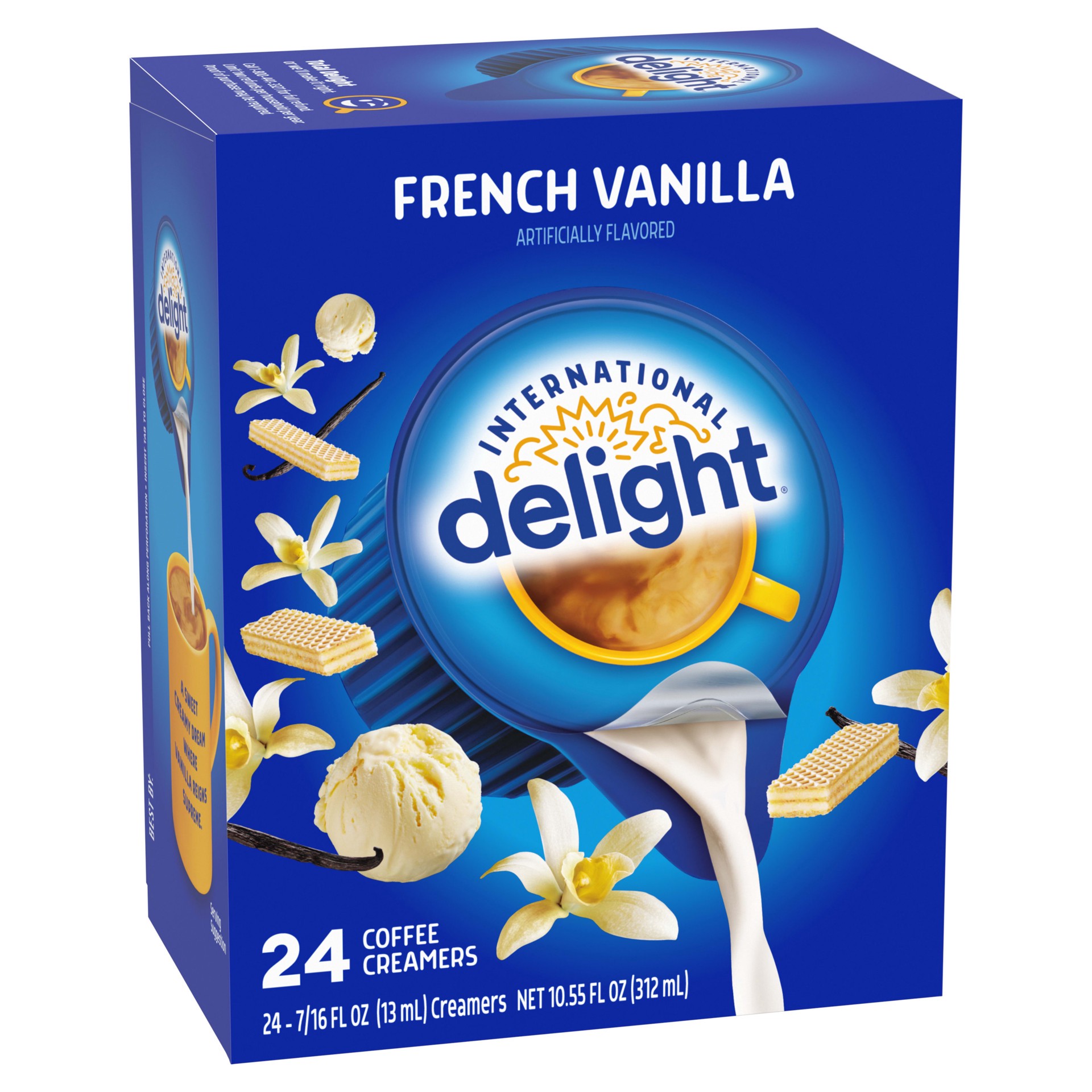 slide 2 of 5, International Delight Coffee Creamer Singles, French Vanilla, Shelf Stable Flavored Creamer, 24 Ct, 0.44 FL OZ, Pre-Portioned Creamers, 0.44 PK