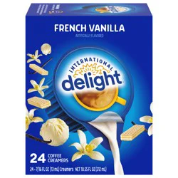 International Delight Coffee Creamer Singles, French Vanilla, 24 Ct, 0.44 FL OZ, Pre-Portioned Creamers
