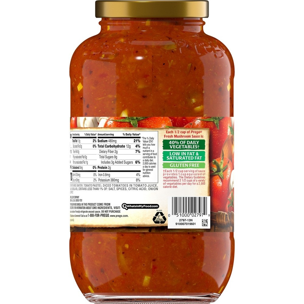 slide 2 of 8, Prego Fresh Mushroom Italian Sauce, 45 oz