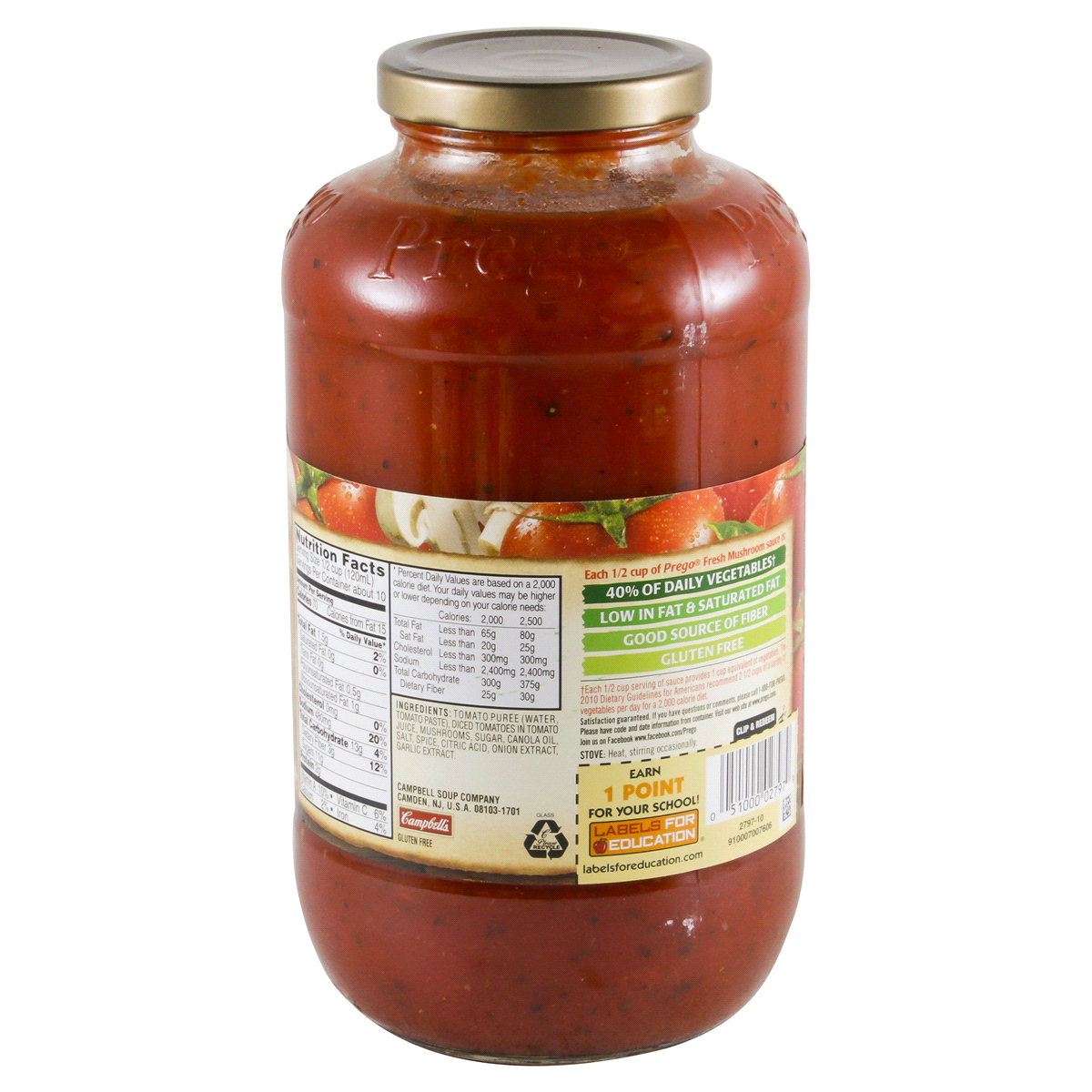 slide 4 of 8, Prego Fresh Mushroom Italian Sauce, 45 oz