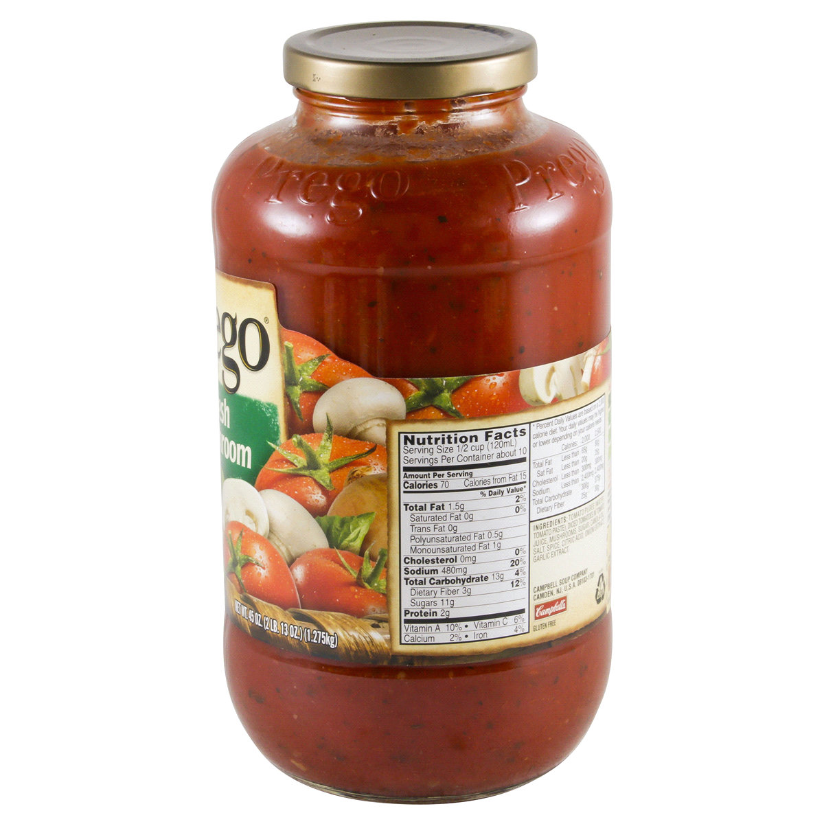 slide 5 of 8, Prego Fresh Mushroom Italian Sauce, 45 oz