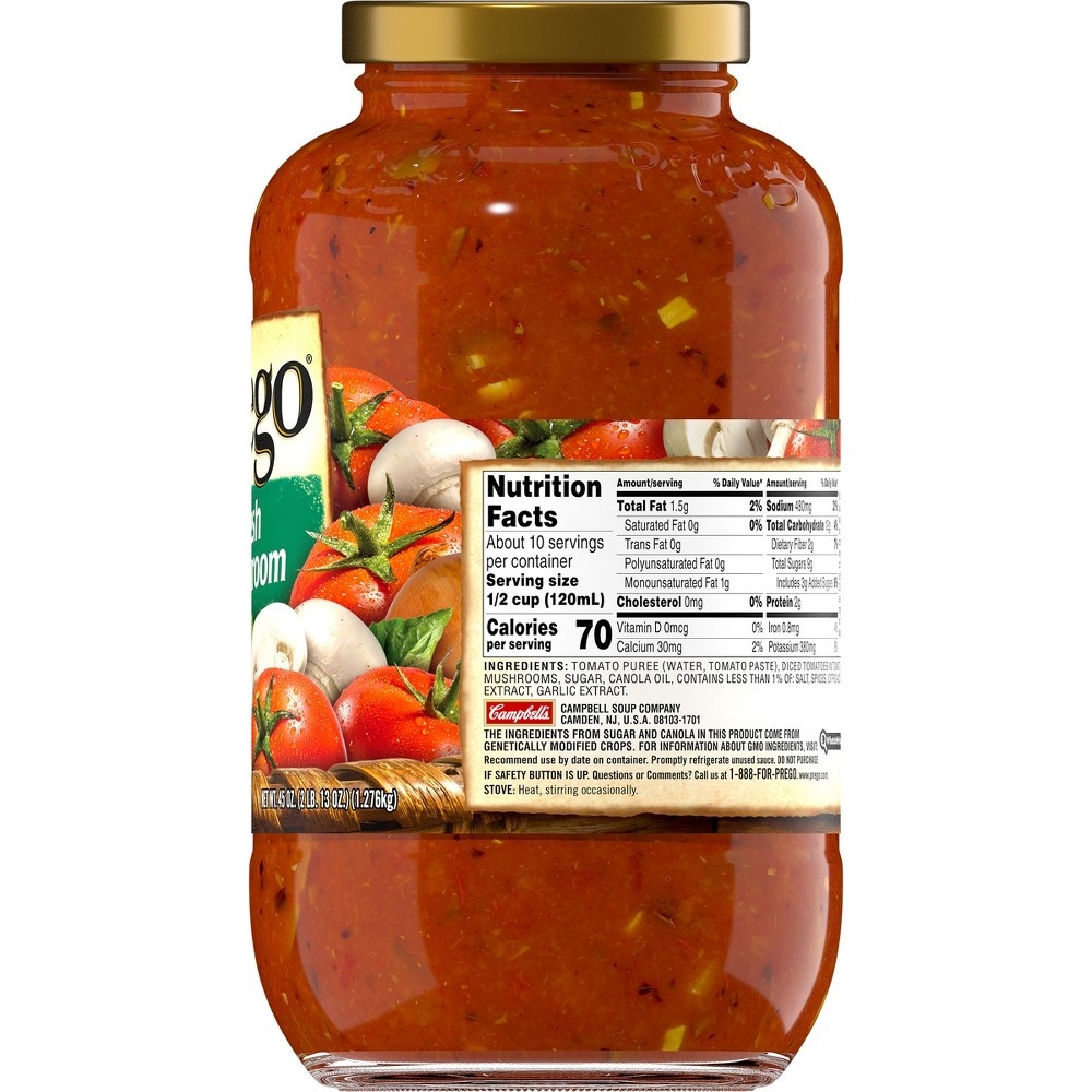 slide 8 of 8, Prego Fresh Mushroom Italian Sauce, 45 oz