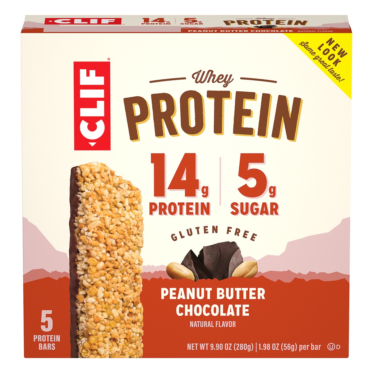 slide 1 of 9, CLIF Whey Protein Bar - Peanut Butter Chocolate, 5 ct; 1.98 oz