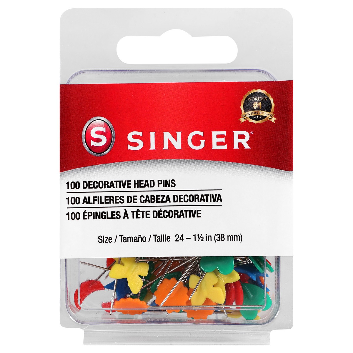 slide 1 of 2, SINGER Decorative Head Pins, Size 24, 100 Count, 100 ct