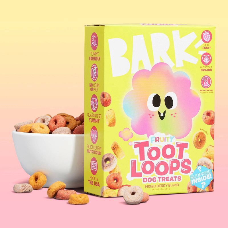 slide 3 of 7, BARK Toot Loops Fruit Flavor Dog Treats - 10oz, 10 oz