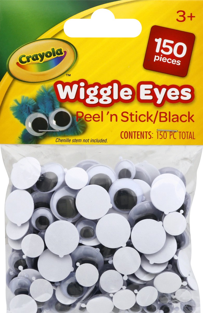 slide 3 of 11, Crayola Peel'n Stick Wiggle Eyes, Black, 1 ct