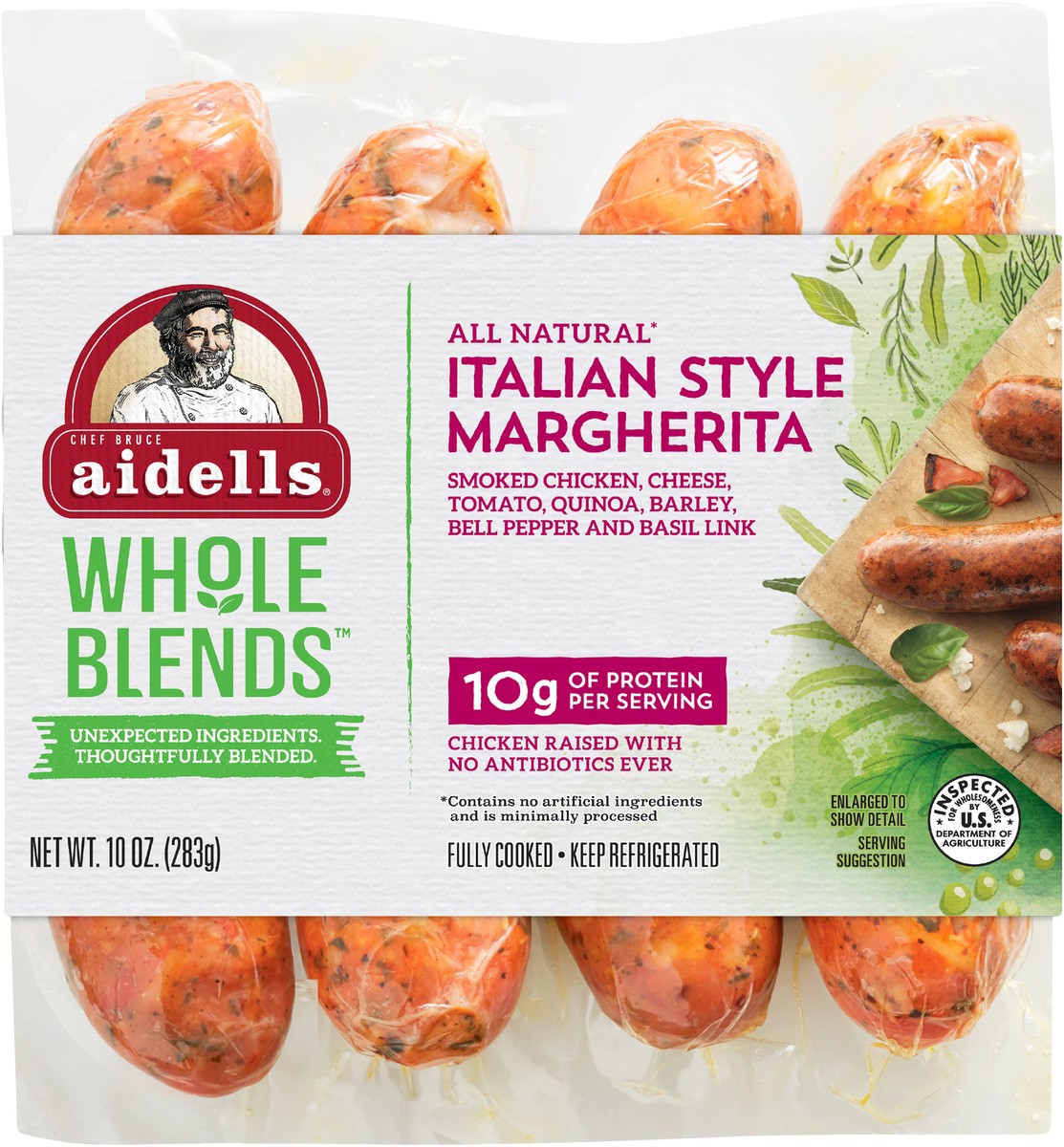 slide 4 of 5, Aidells Smoked Italian Style Margherita Chicken Links, 4 ct