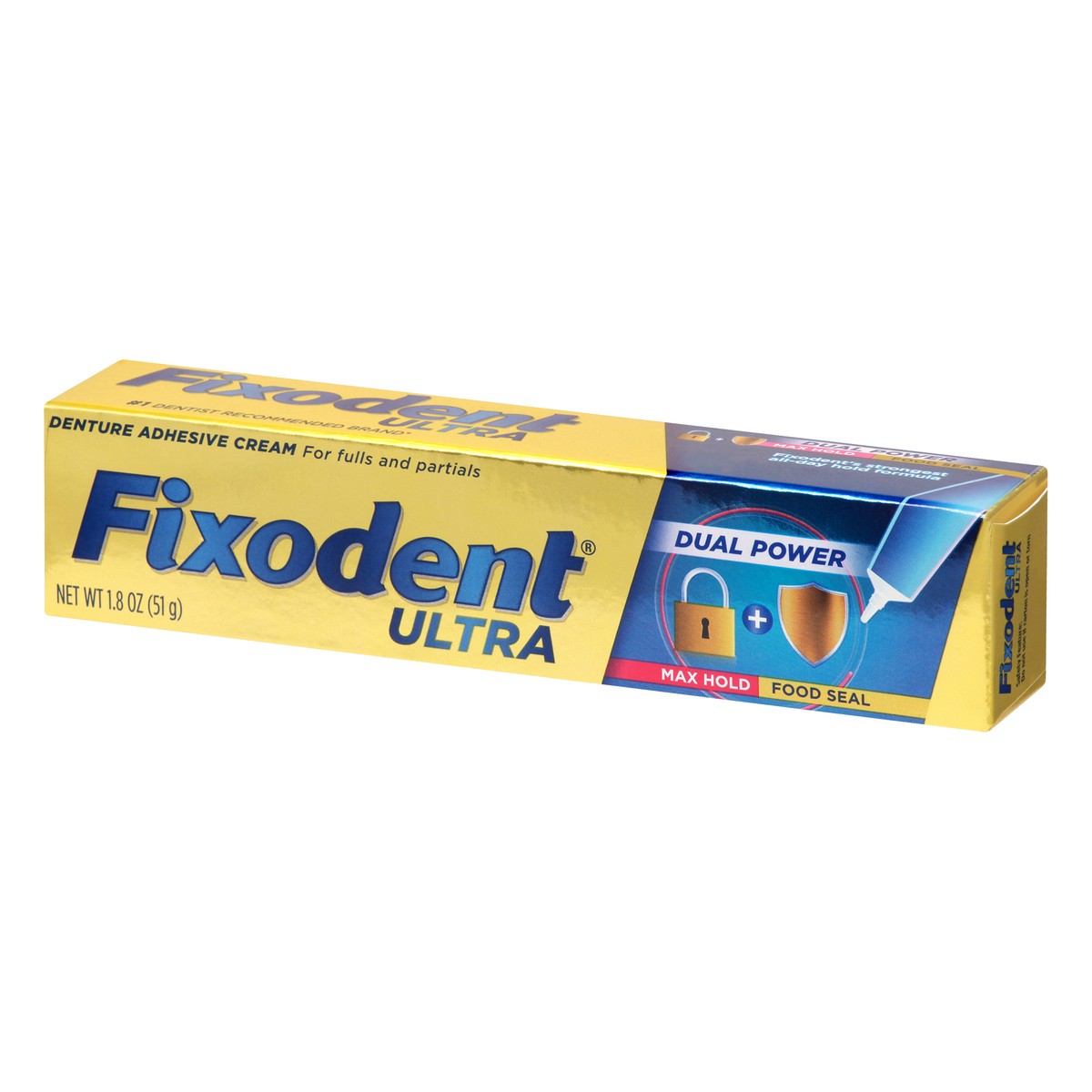 slide 3 of 9, Fixodent Ultra Dual Power Denture Adhesive Cream 1.8 oz, 1.8 oz