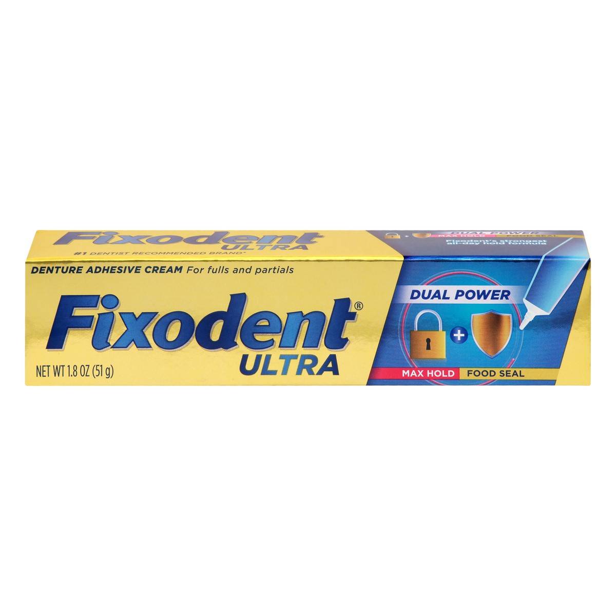 slide 1 of 9, Fixodent Ultra Dual Power Denture Adhesive Cream 1.8 oz, 1.8 oz