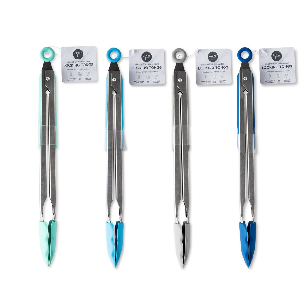 slide 2 of 2, Core Silicone & Stainless Steel Locking Tong, 12 in