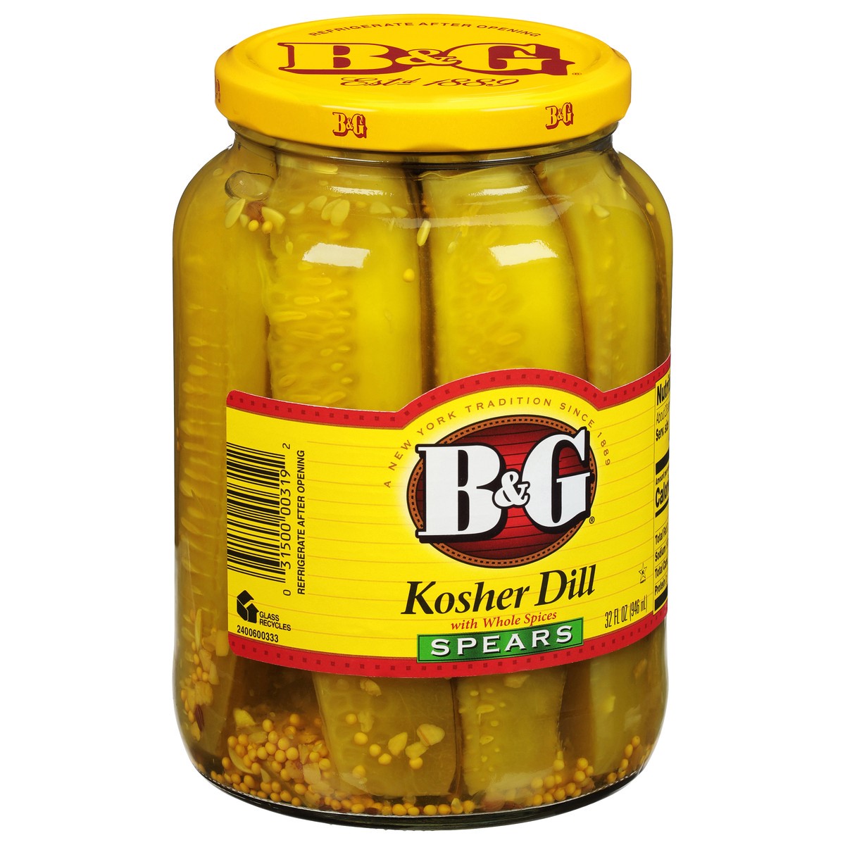 slide 2 of 10, B&G Spears Kosher Dill Pickles with Whole Spices 32 fl oz, 32 fl oz