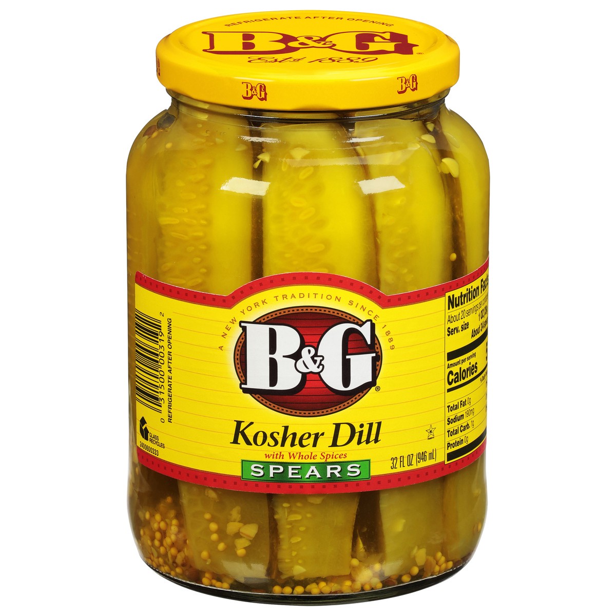 slide 1 of 10, B&G Spears Kosher Dill Pickles with Whole Spices 32 fl oz, 32 fl oz