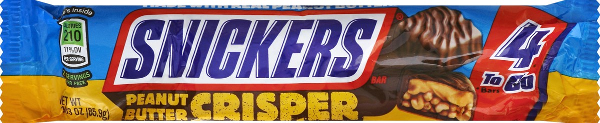 slide 3 of 6, Snickers, Milk Chocolate Peanut Butter Crisper, 3.03 Oz, 4 ct