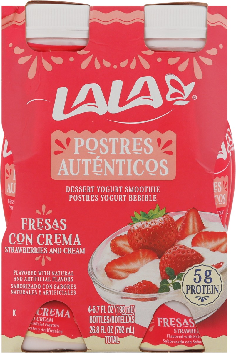 slide 6 of 9, LALA Strawberries and Cream Dessert Yogurt Smoothie 4 - 6.7 fl oz Bottles, 4 ct