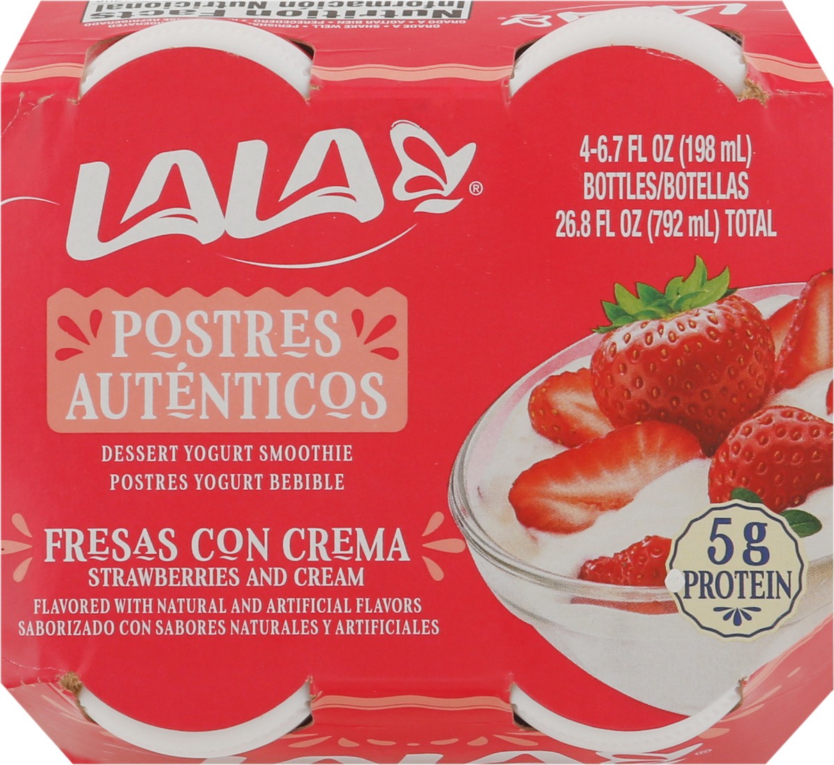 slide 9 of 9, LALA Strawberries and Cream Dessert Yogurt Smoothie 4 - 6.7 fl oz Bottles, 4 ct