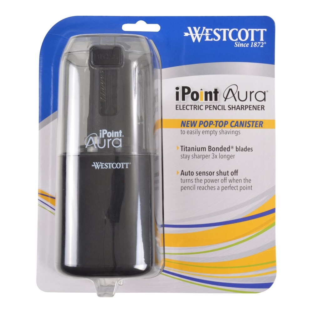 slide 1 of 1, Westcott Ipoint Aura Pencil Sharpener - Black And White, 1 ct