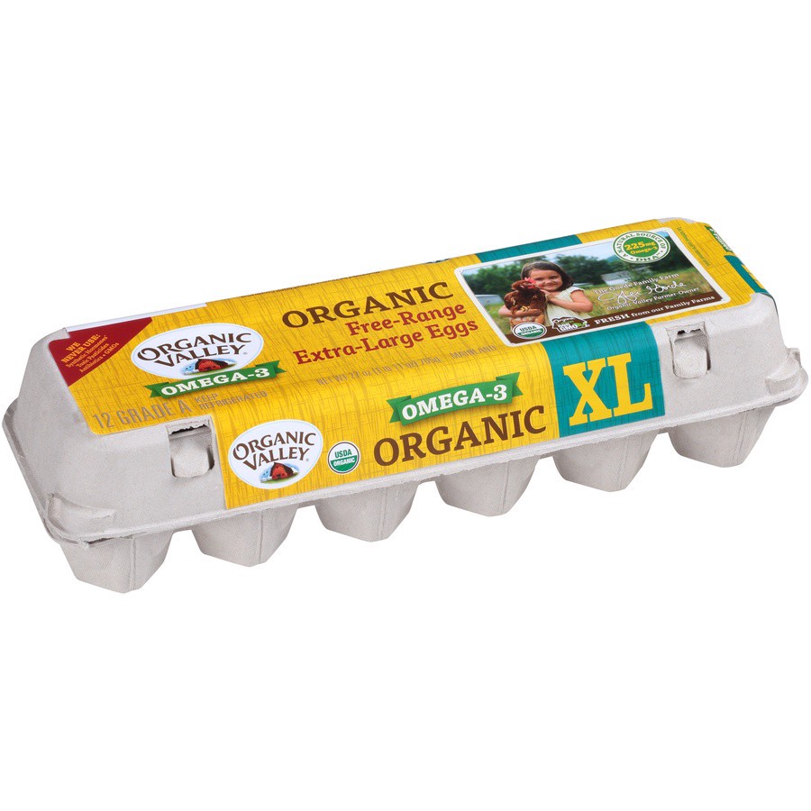 slide 4 of 7, Organic Valley Eggs, Organic, Free-Range, Extra-Large, 12 ct