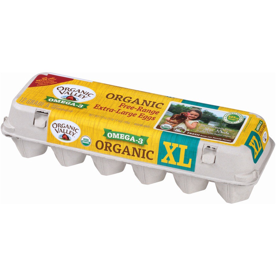 slide 3 of 7, Organic Valley Eggs, Organic, Free-Range, Extra-Large, 12 ct