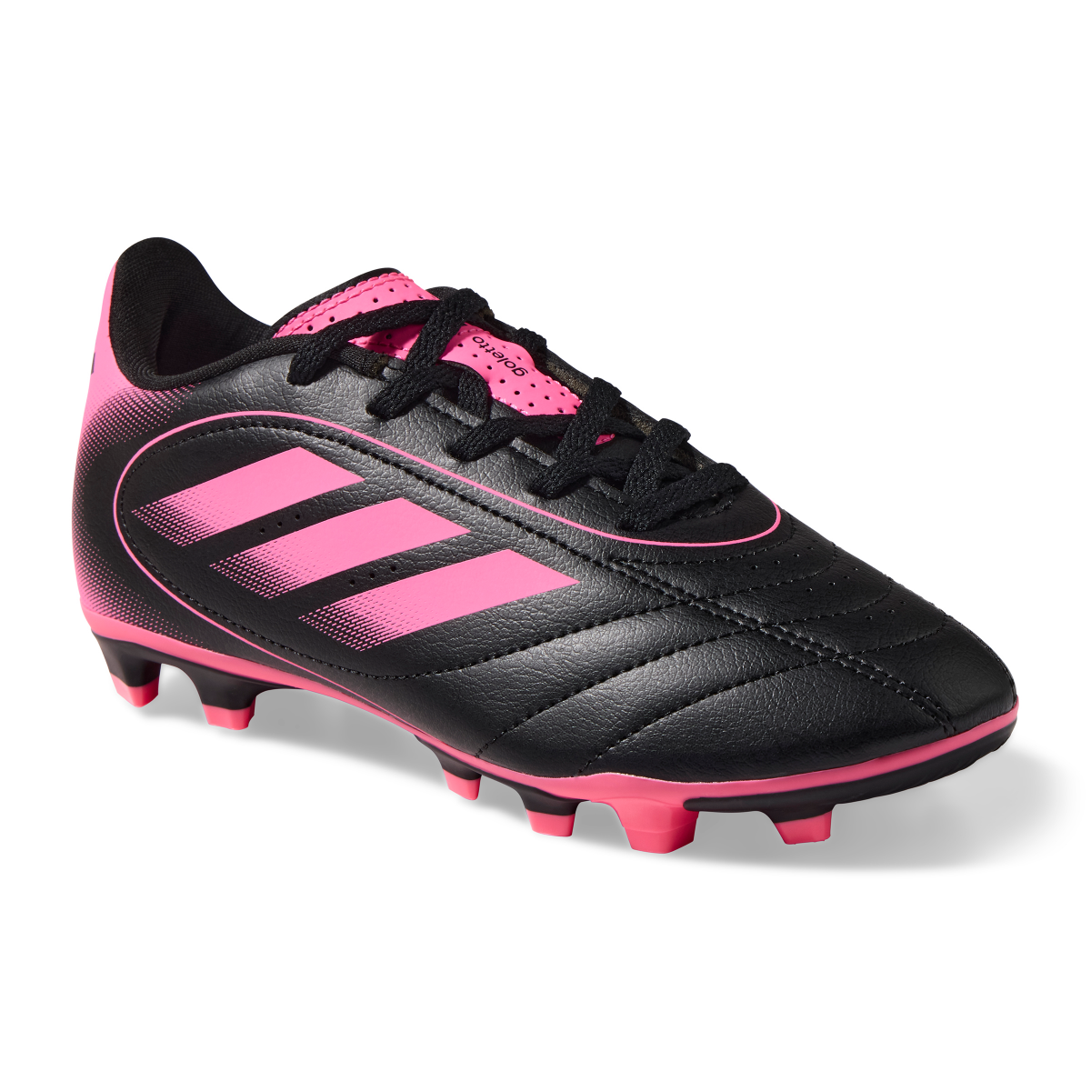 slide 1 of 6, Adidas Kids Goletto IX Soccer Cleats, Black/Pink, Size 3, Size 3