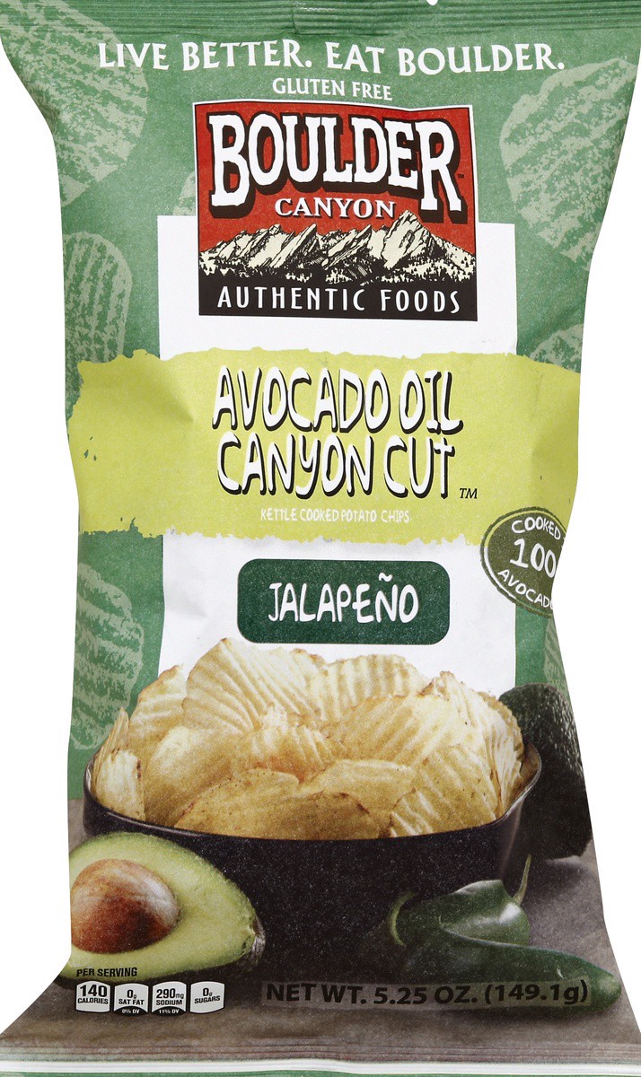 slide 5 of 5, Boulder Canyon Jalapeno Avocado Oil Canyon Cut Potato Chips, 5.25 oz