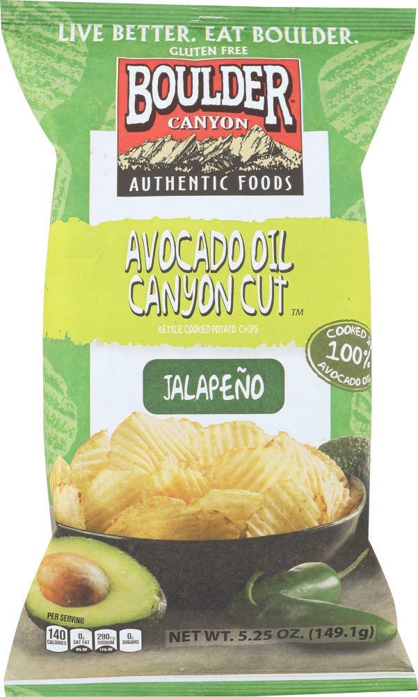 slide 1 of 5, Boulder Canyon Jalapeno Avocado Oil Canyon Cut Potato Chips, 5.25 oz