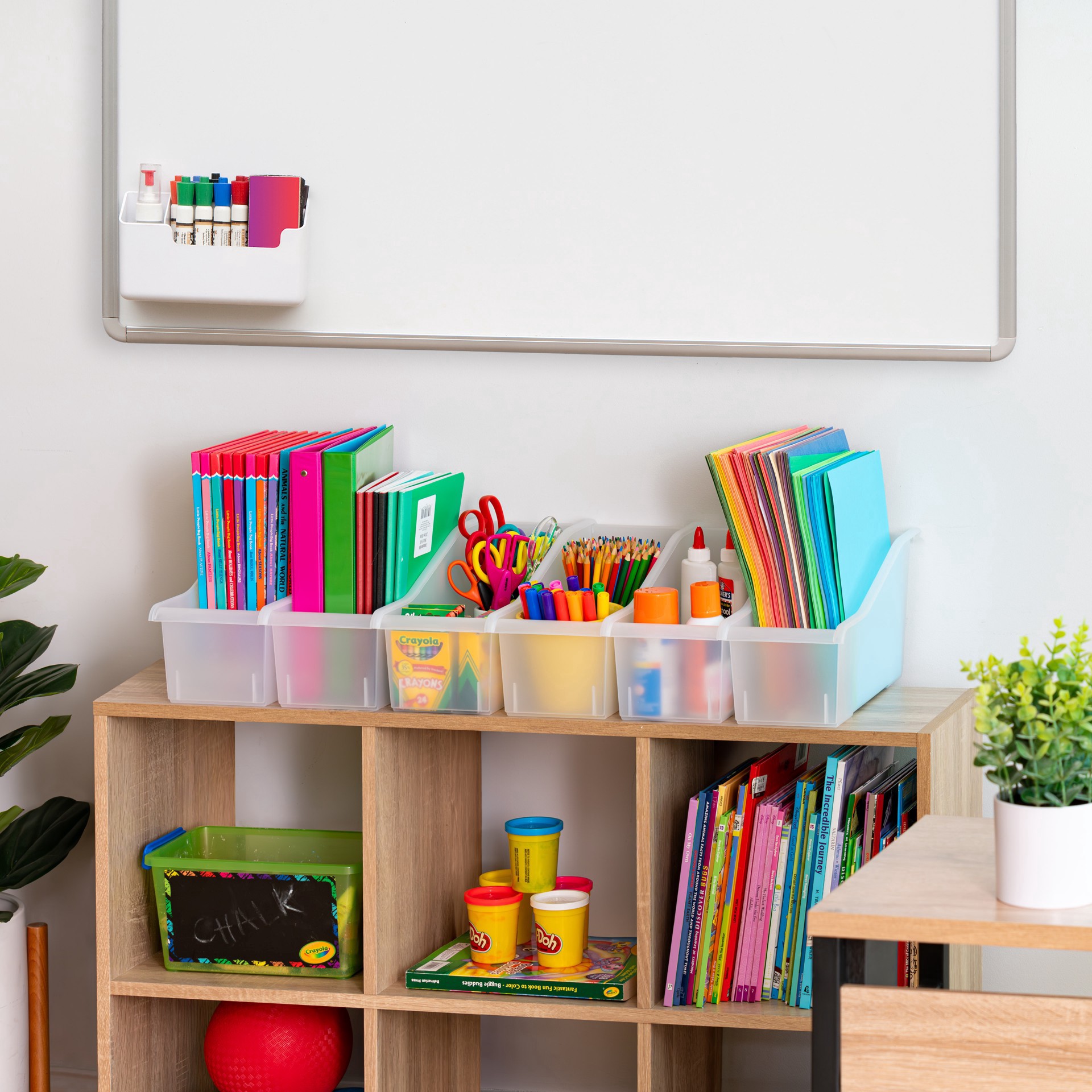 slide 2 of 9, Iris Clear Connecting Book Bin, 6 in x 15 in x 7 in