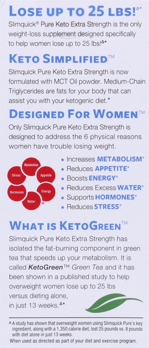 slide 5 of 9, SLIMQUICK Pure Extra Strength Weight Loss 60 Tablets, 60 ct