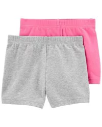 Carter's Toddler 2-Pack Tumbling Shorts - Pink/Grey - 5T