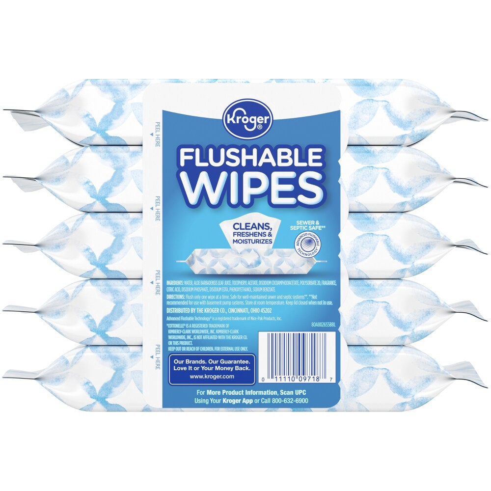 slide 6 of 6, Kroger Flushable Wipes, 5 ct; 42 ct