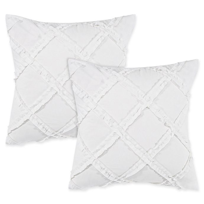 slide 1 of 2, Laura Ashley Adelina Ruffle White European Sham Pair, 1 ct