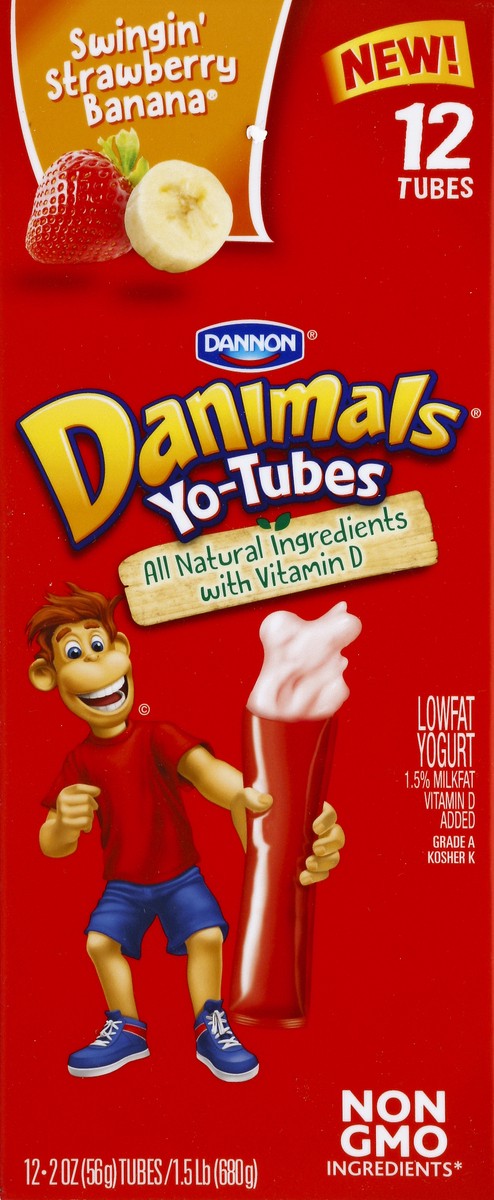 slide 4 of 5, Dannon Danimals Yo-Tubes Swingin' Strawberry Banana, 12 ct; 2 oz