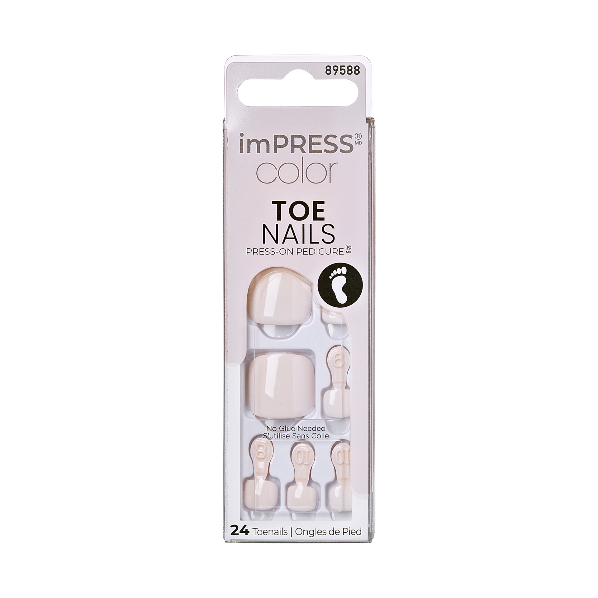 slide 1 of 5, imPRESS Color Press-On Toenails, No Glue Needed, Light Pink, Square, 27 Ct., 1 ct