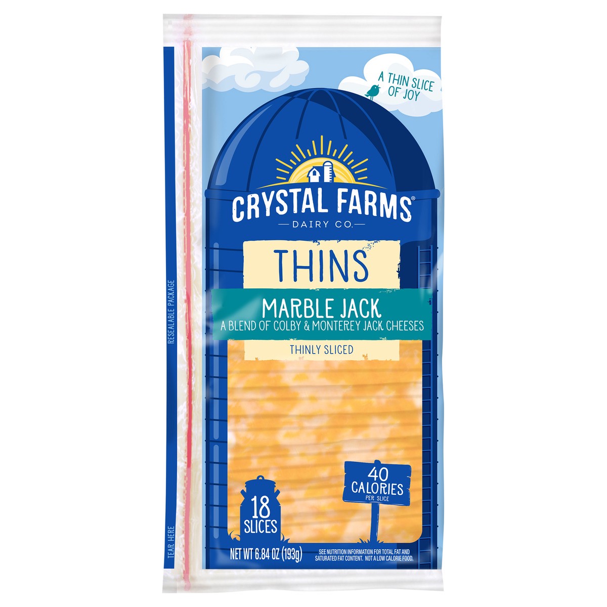 slide 5 of 6, Crystal Farms Thins Marble Jack Sliced Cheese, 6.84 oz, 18 count, 6.84 oz