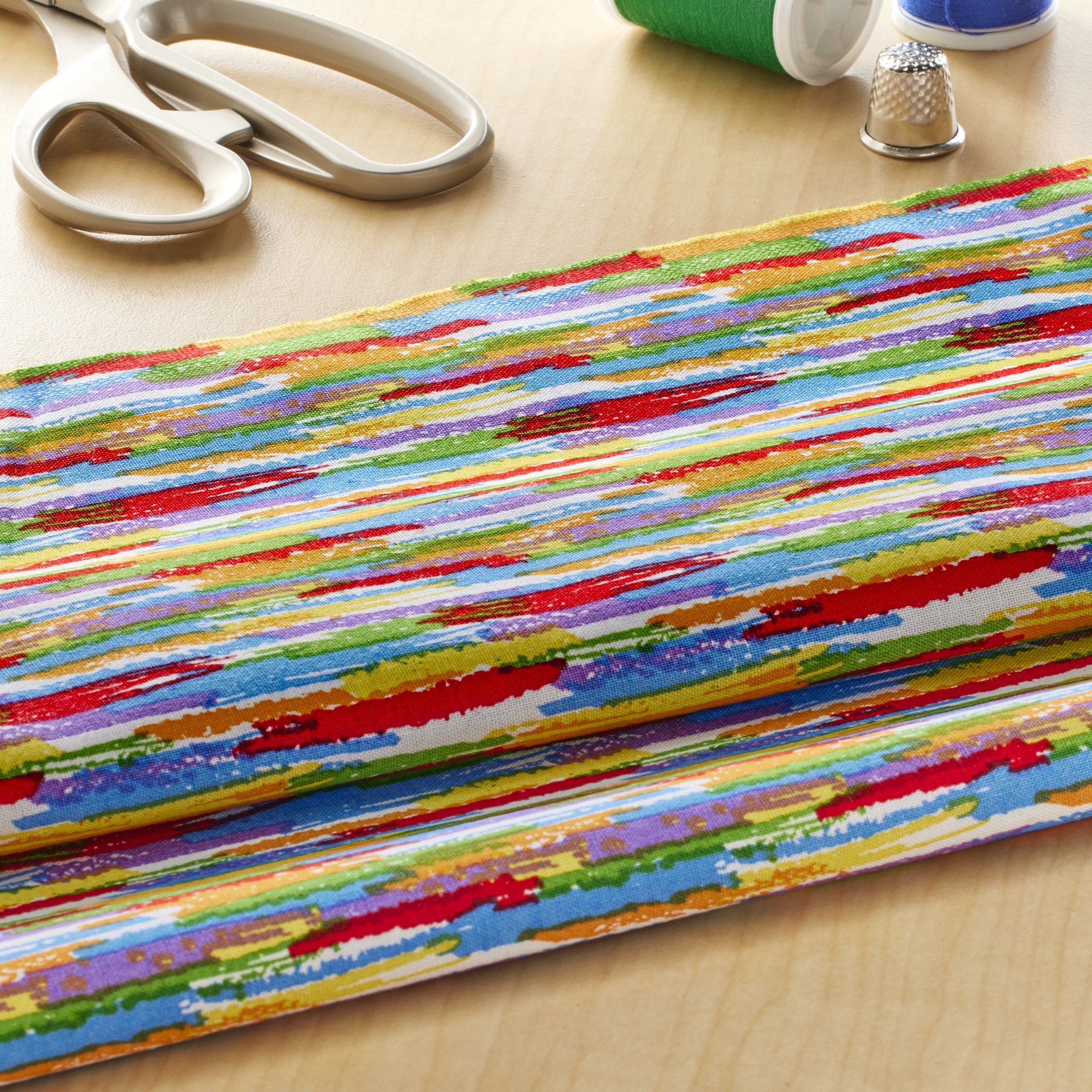 slide 4 of 4, Multicolor Design Cotton Fabric By Loops & Threads, 18 in x 21 in