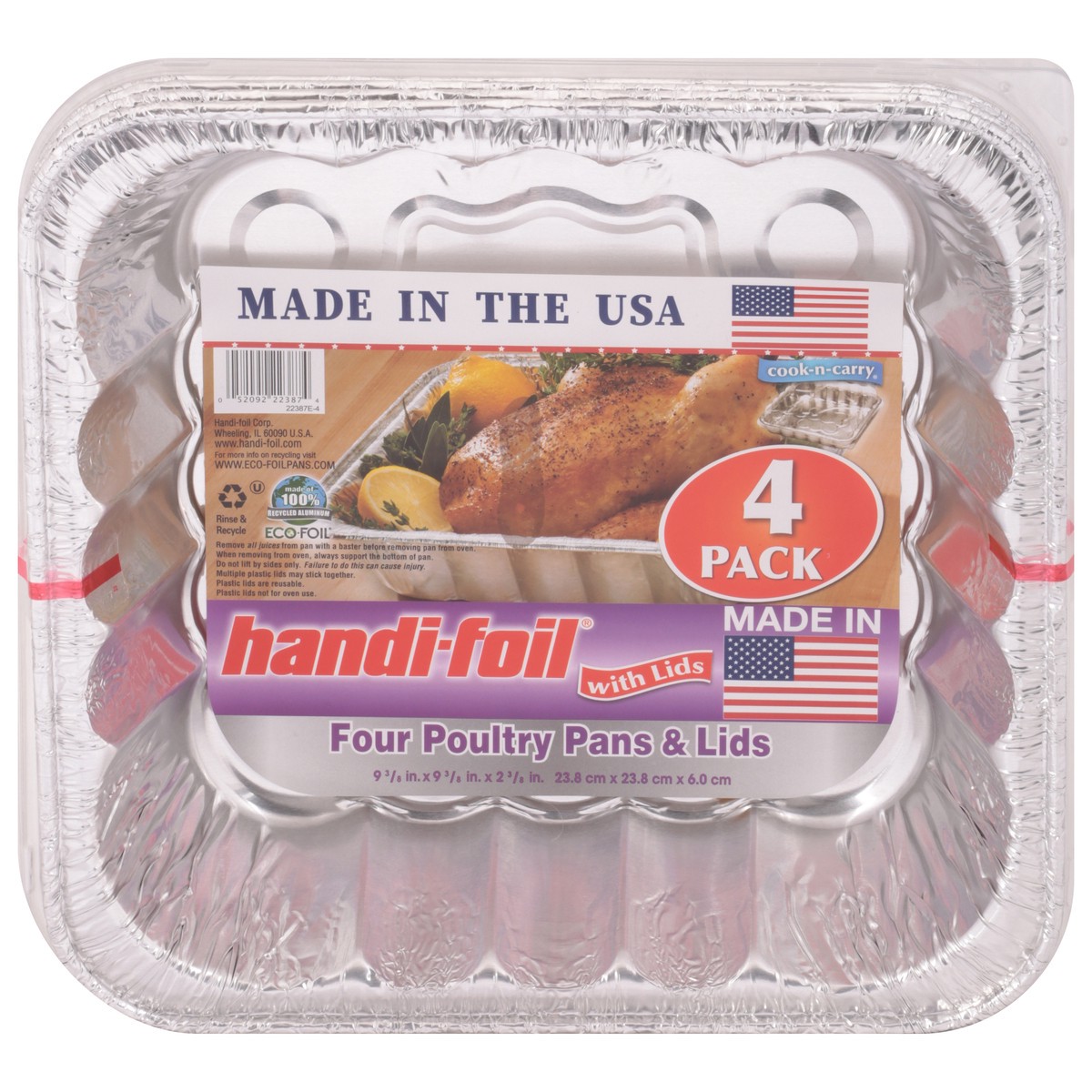 slide 1 of 9, Handi-foil Poultry Pans & Lids 4 ea, 4 ct