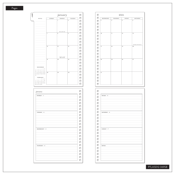 slide 3 of 7, 2024 Organized By Happy Planner Monthly/Weekly Small Happy Planner, 5-1/2"" X 8-5/16"", Bright Blooms, January To December, Ptla5D12-071Sb, 1 ct