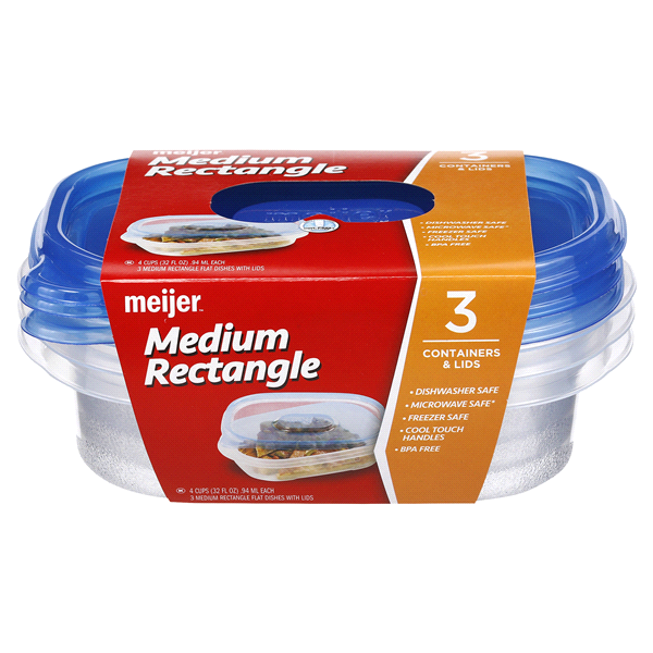 slide 1 of 1, Meijer Medium Rectangle Containers With Lids, 3 ct