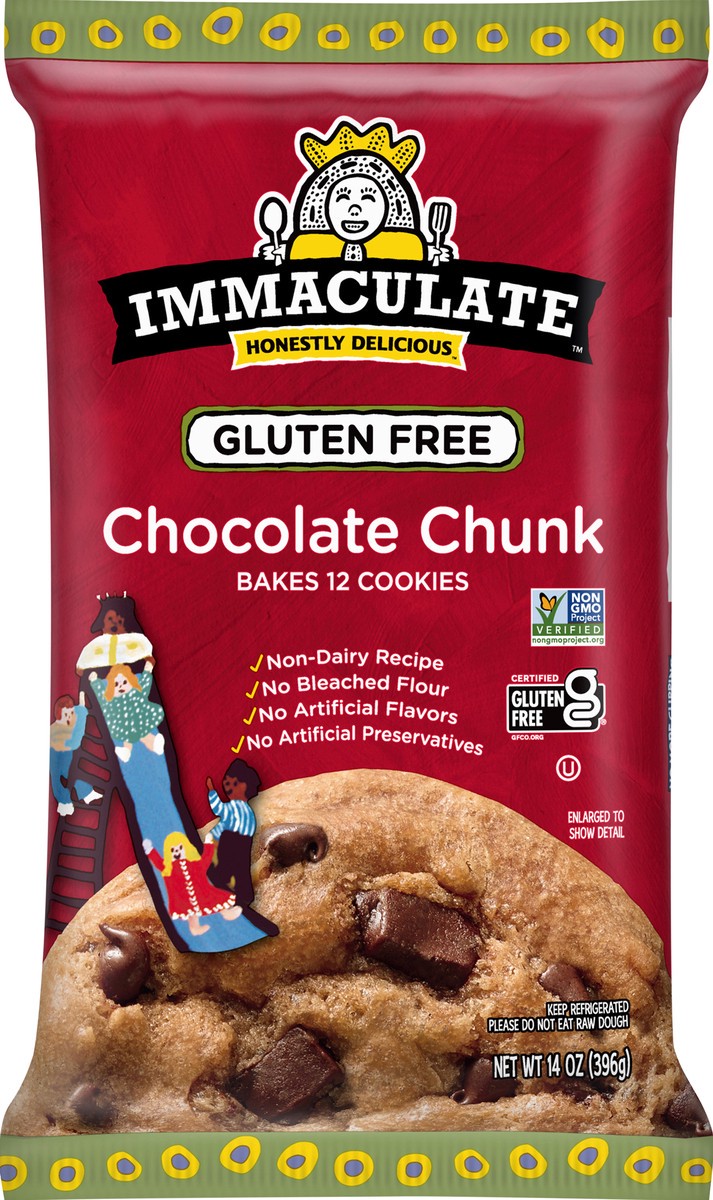 slide 5 of 9, Immaculate Baking Chocolate Chunk Cookie Dough, Gluten-Free, 12 Cookies, 14 oz