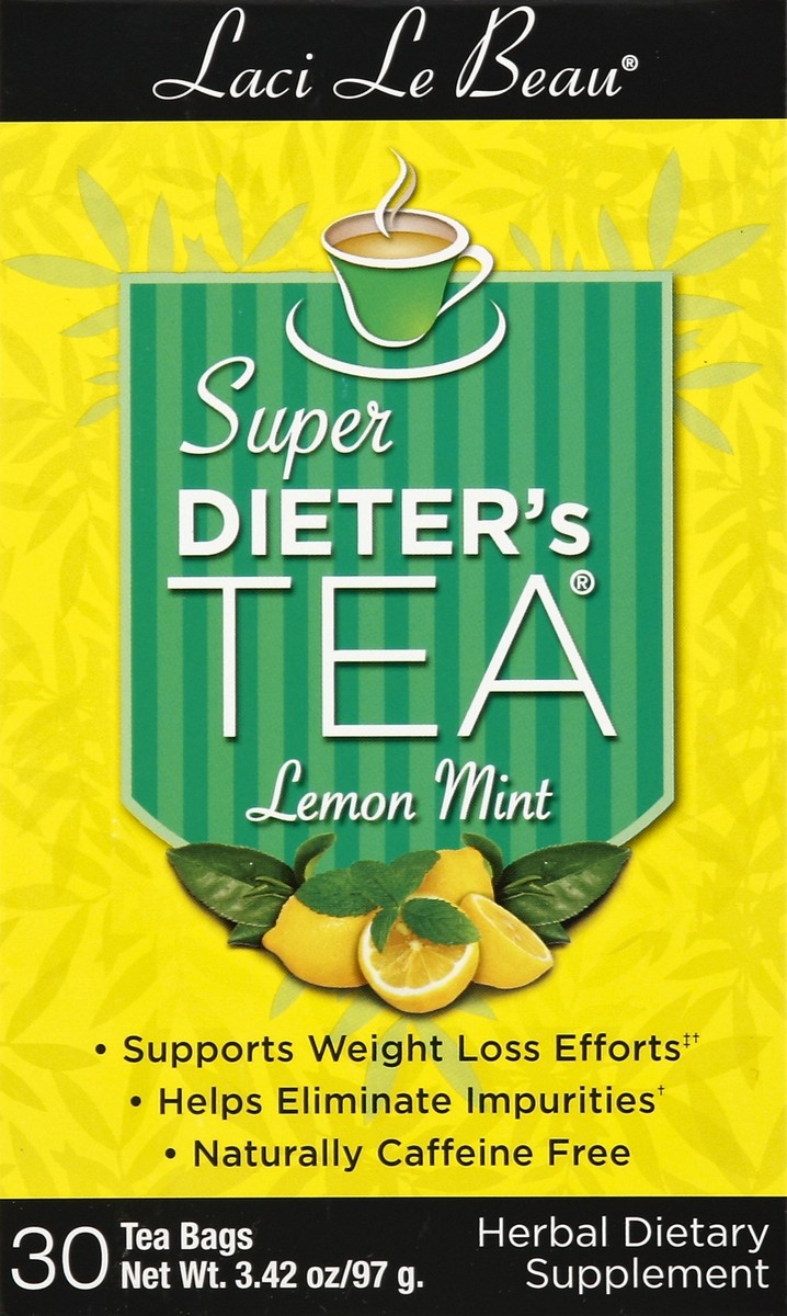 slide 4 of 4, Laci Le Beau Super Dieter's Tea, Lemon Mint, Caffeine Free, Bags, 30 ct
