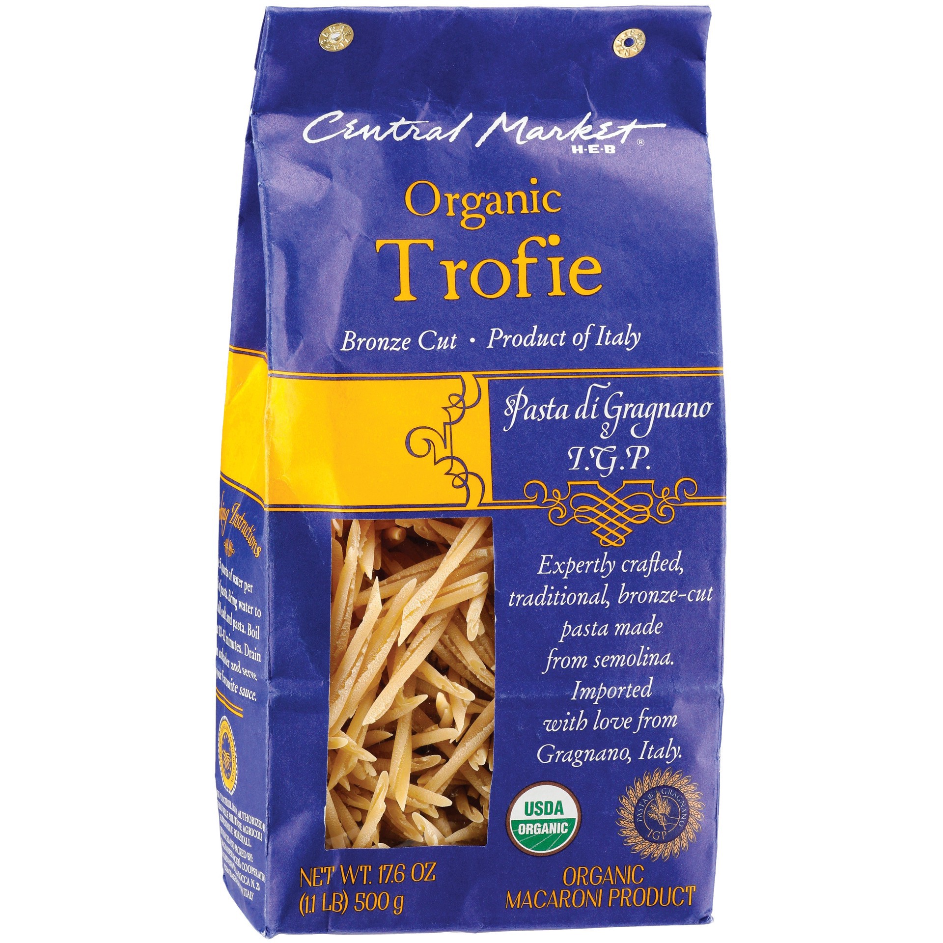 slide 1 of 1, Central Market Organic Trofie Bronze Cut Pasta, 17.6 oz