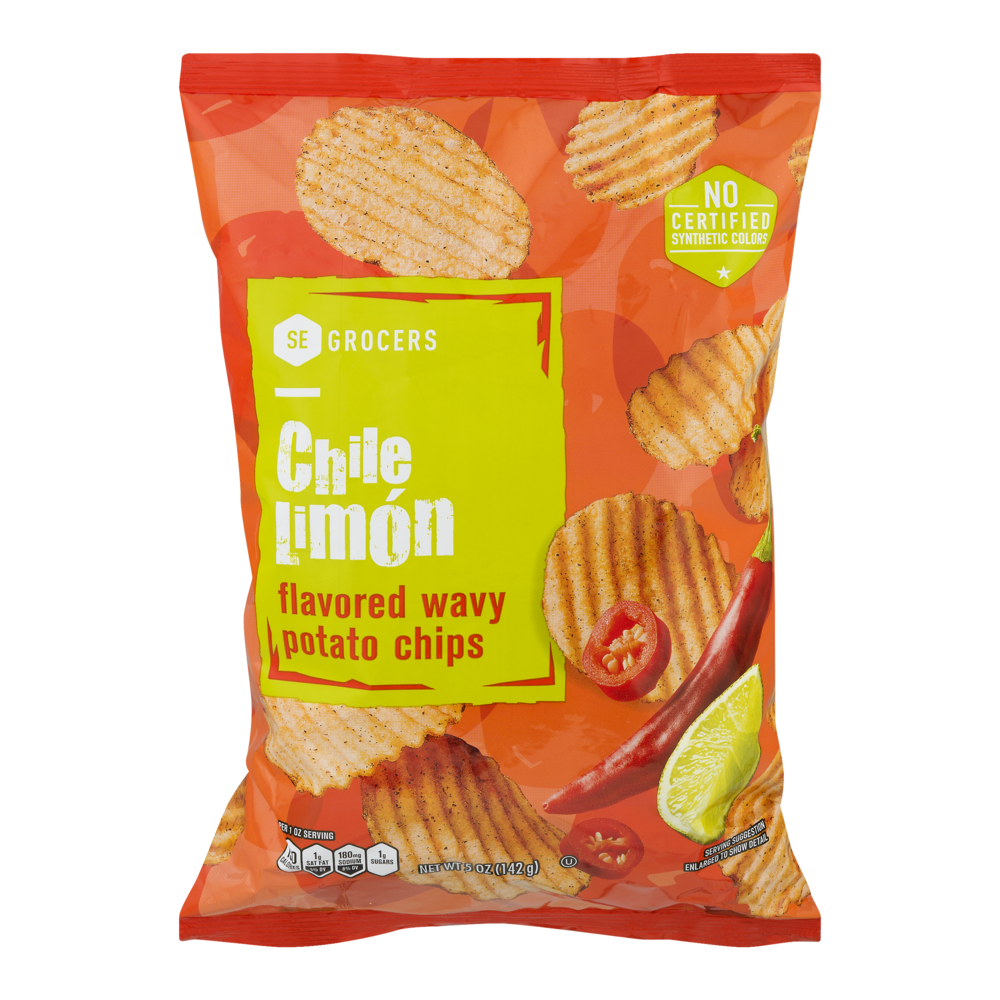 slide 1 of 1, SE Grocers Wavy Potato Chips Chile Limon, 5 oz
