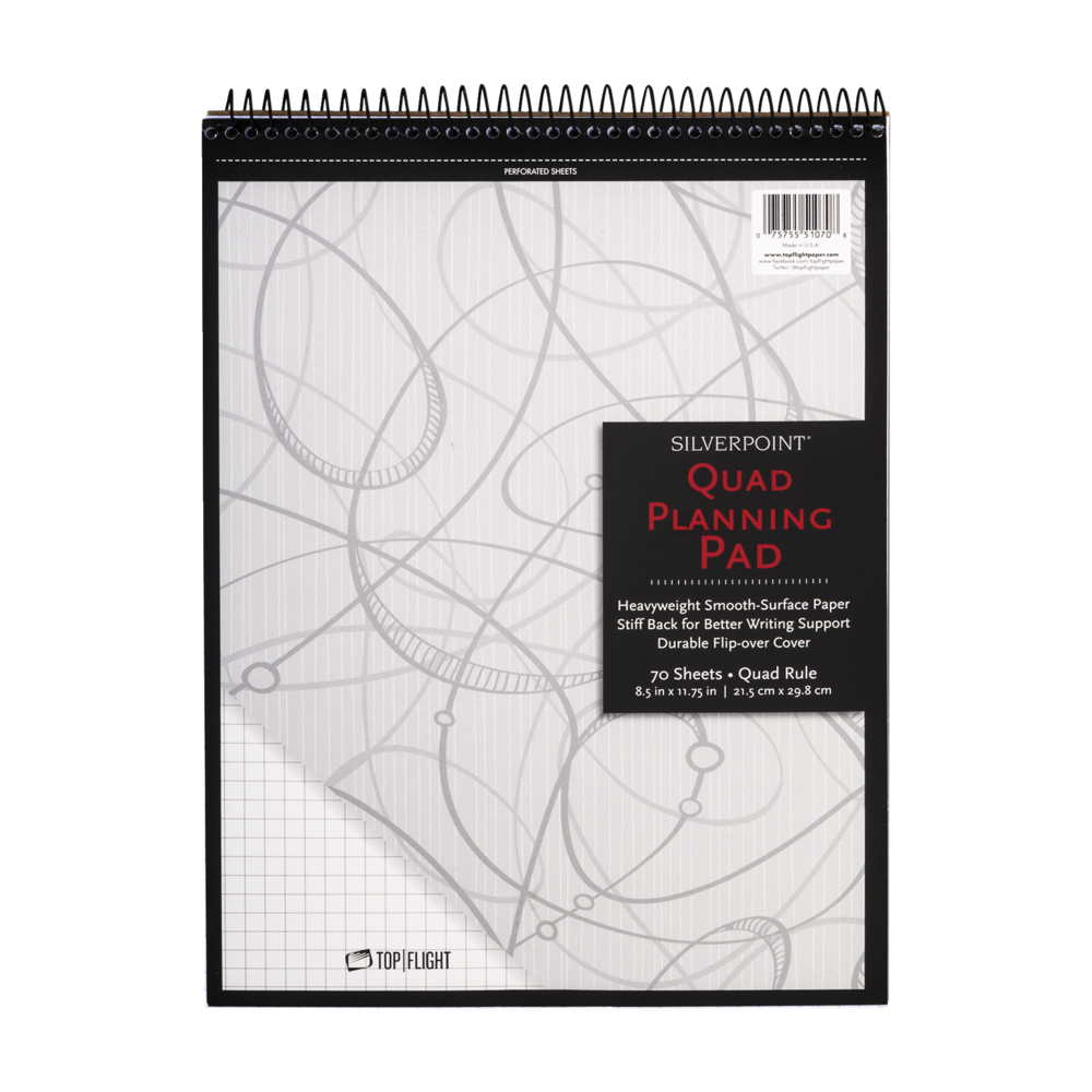 slide 1 of 1, Top Flight Silverpoint Quad Planning Pad, 8.5 in x 11.75 in