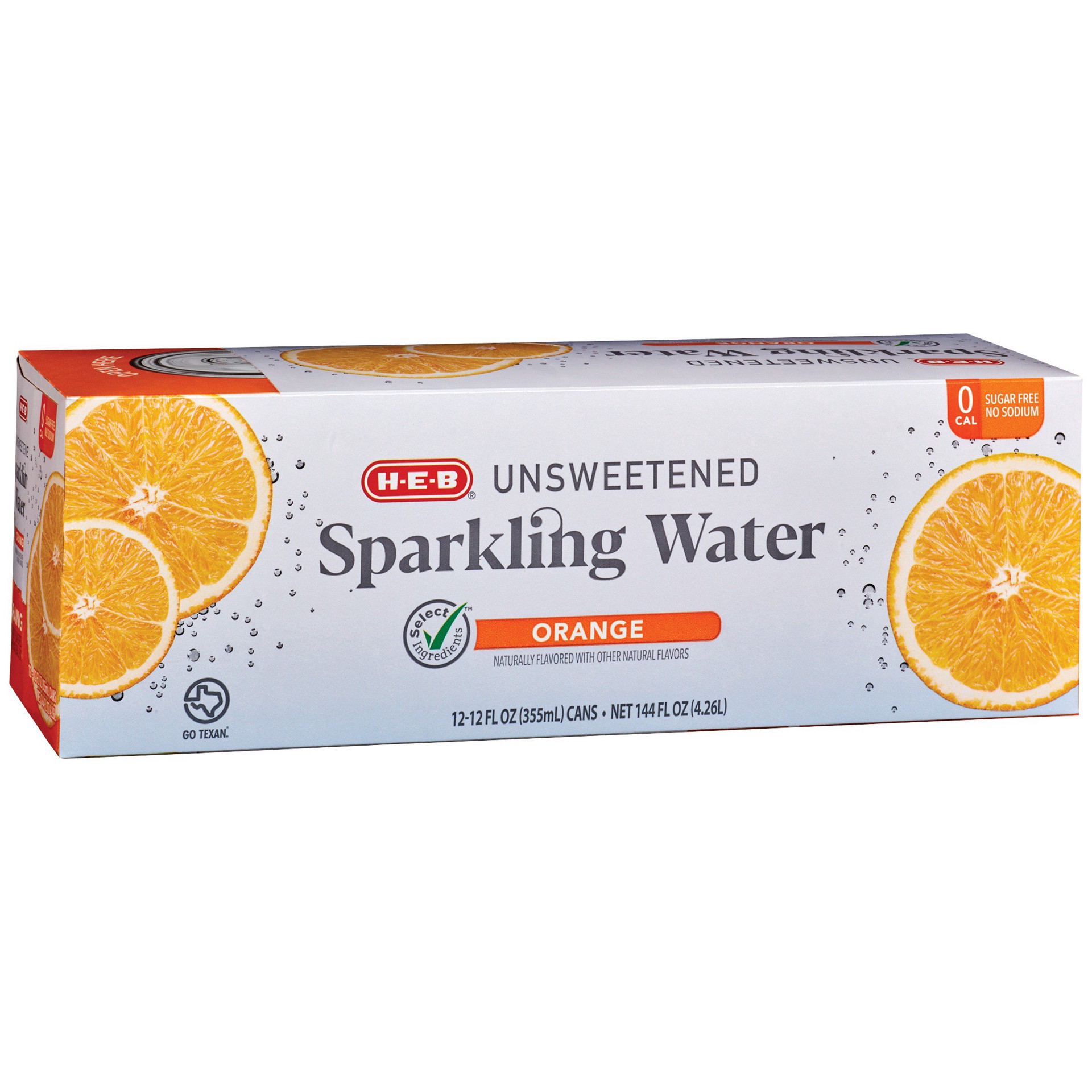 slide 1 of 1, H-E-B Sparkling Orange Water Beverage - 12 ct; 12 oz, 12 ct; 12 oz