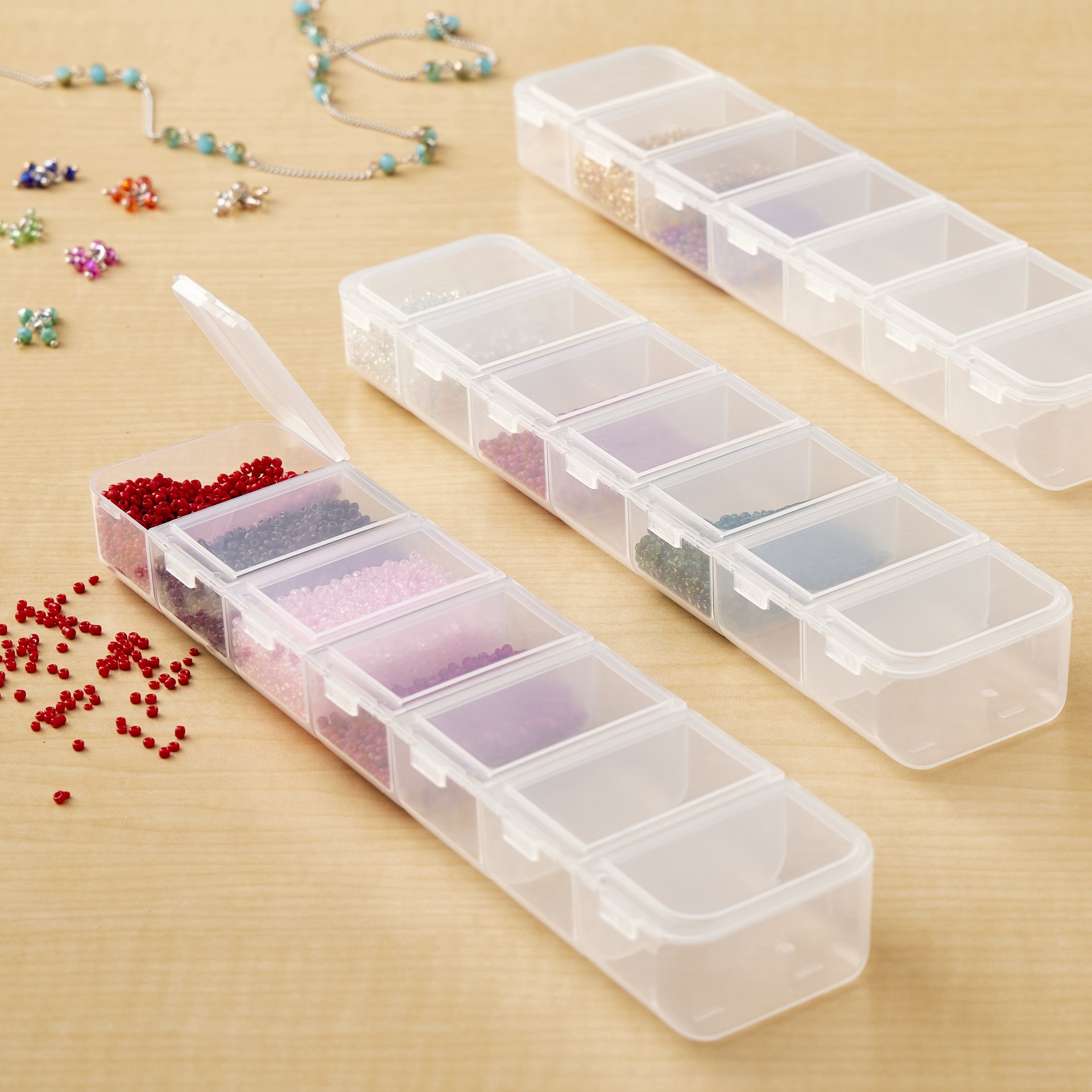 slide 2 of 2, Clear 7-Compartment Jewelry Storage Boxes, 3ct. By Bead Landing, 3 ct