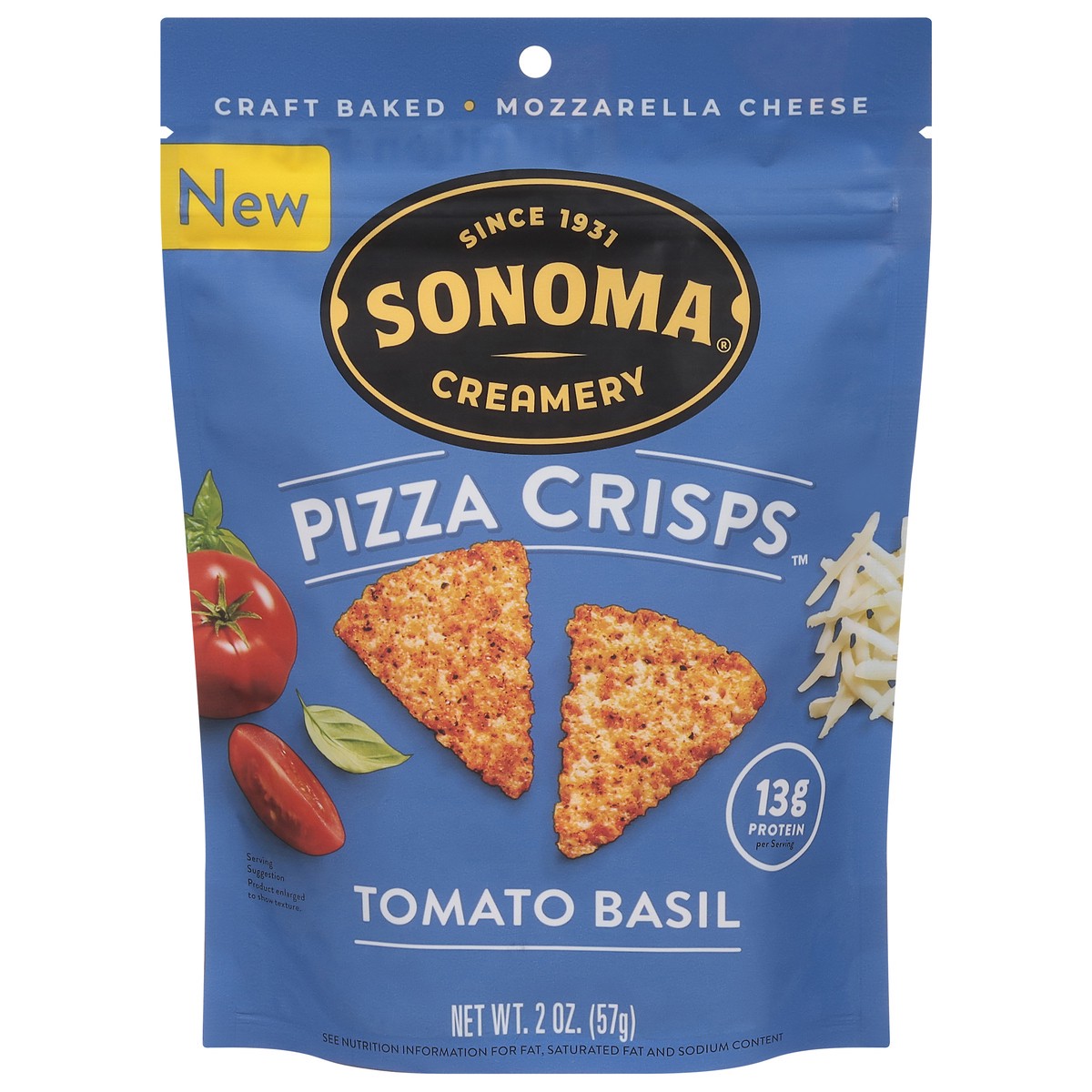 slide 1 of 13, Sonoma Creamery Tomato Basil Pizza Crisps 2 oz, 2 oz
