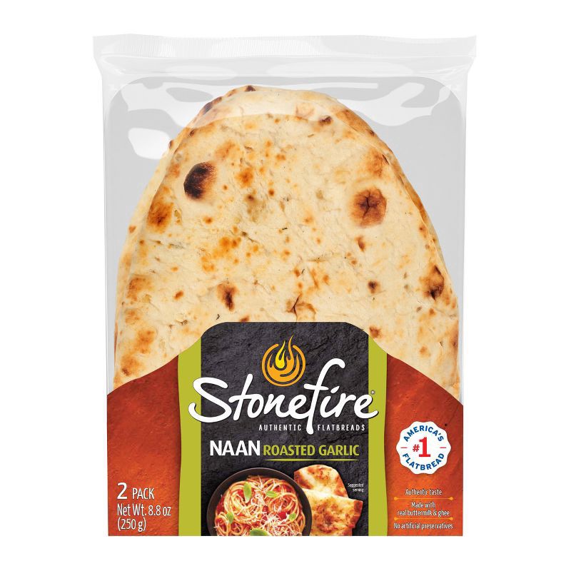 slide 1 of 1, Stonefire Garlic Teardrop Naan, 2 ct