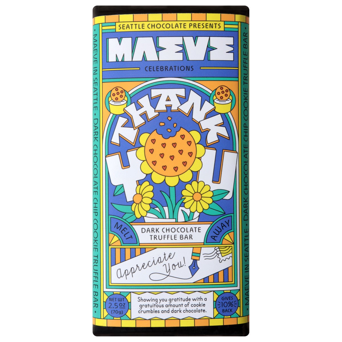 slide 1 of 9, Maeve Dark Chocolate Thank You Truffle Bar 2.5 oz, 2.5 oz